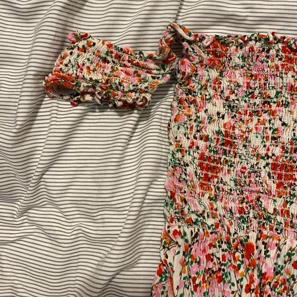 Lulus Meadow Cream Floral Print off-shoulder dress - Picture 3 of 6